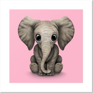 Cute Baby Elephant Calf Posters and Art